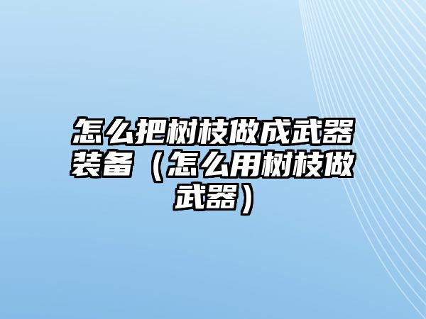 怎么把樹枝做成武器裝備（怎么用樹枝做武器）