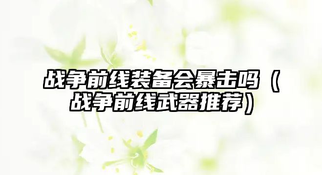 戰爭前線裝備會暴擊嗎（戰爭前線武器推薦）