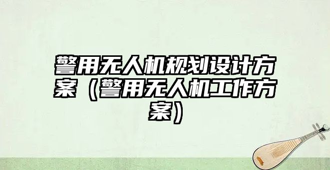 警用無人機規劃設計方案（警用無人機工作方案）