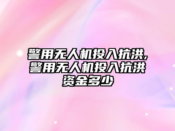 警用無人機投入抗洪,警用無人機投入抗洪資金多少