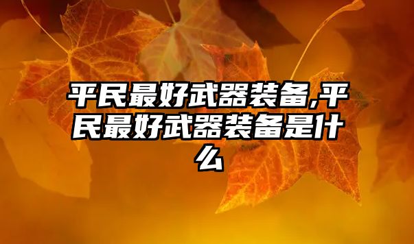 平民最好武器裝備,平民最好武器裝備是什么