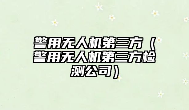 警用無(wú)人機(jī)第三方（警用無(wú)人機(jī)第三方檢測(cè)公司）