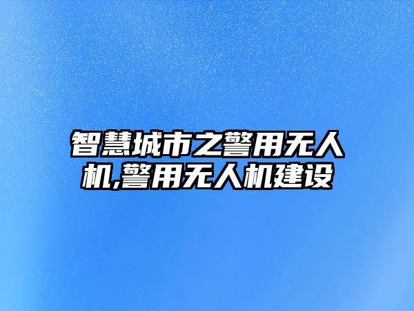 智慧城市之警用無人機,警用無人機建設