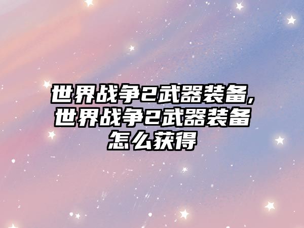 世界戰爭2武器裝備,世界戰爭2武器裝備怎么獲得