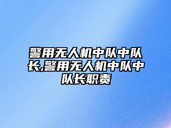 警用無人機中隊中隊長,警用無人機中隊中隊長職責