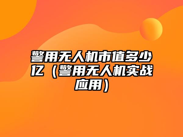 警用無人機市值多少億（警用無人機實戰應用）