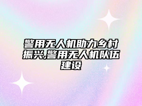 警用無人機助力鄉村振興,警用無人機隊伍建設