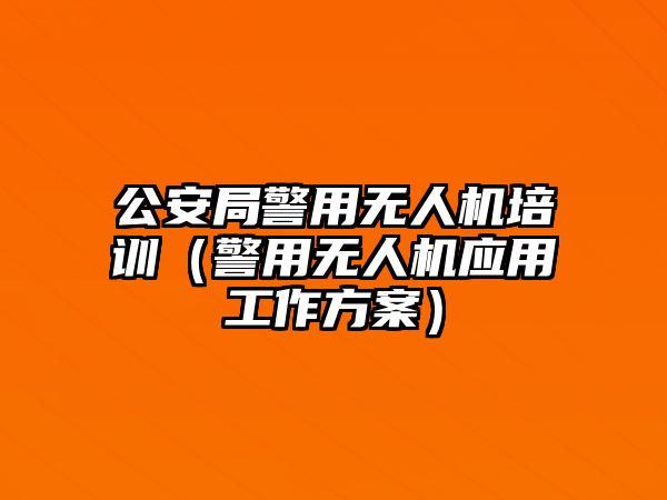 公安局警用無人機培訓（警用無人機應用工作方案）