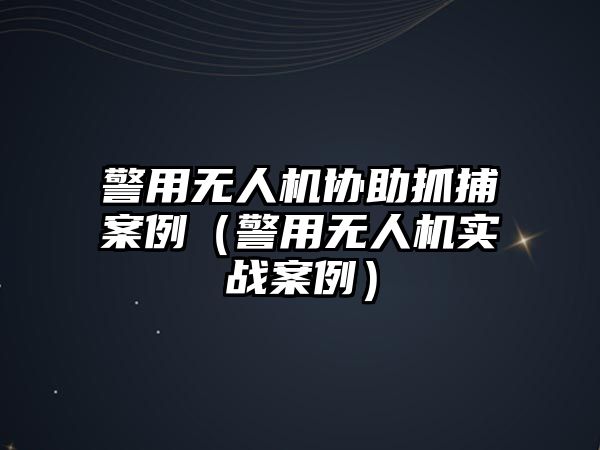 警用無人機協助抓捕案例（警用無人機實戰案例）