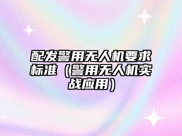 配發警用無人機要求標準（警用無人機實戰應用）