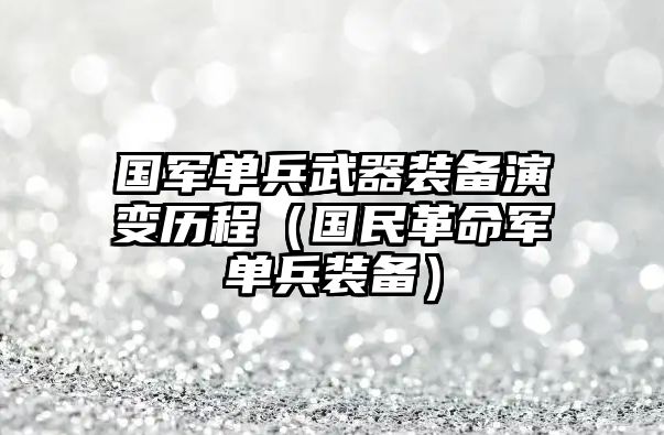 國軍單兵武器裝備演變歷程（國民革命軍單兵裝備）