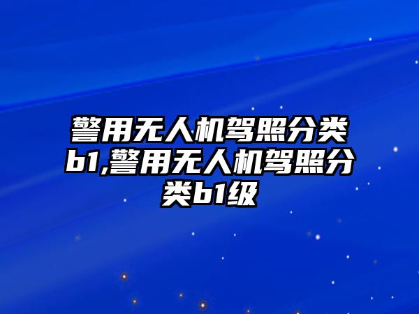 警用無人機駕照分類b1,警用無人機駕照分類b1級