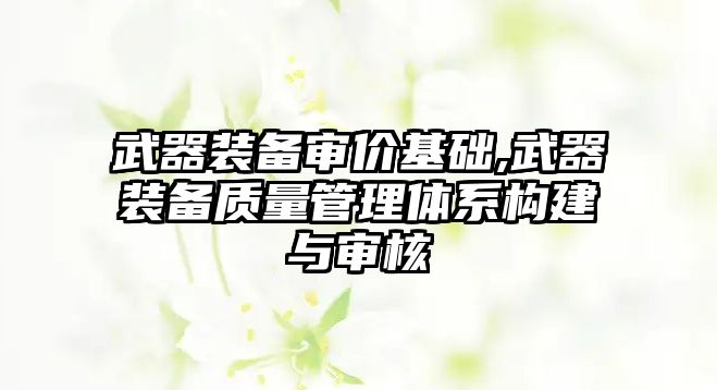 武器裝備審價基礎,武器裝備質量管理體系構建與審核