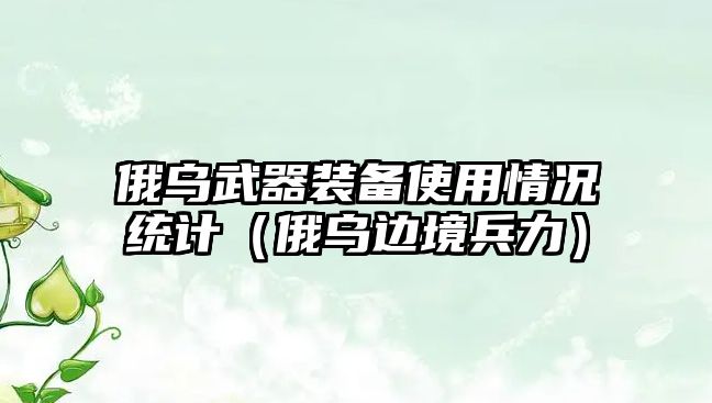 俄烏武器裝備使用情況統計（俄烏邊境兵力）