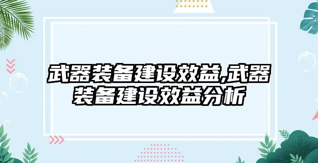 武器裝備建設效益,武器裝備建設效益分析