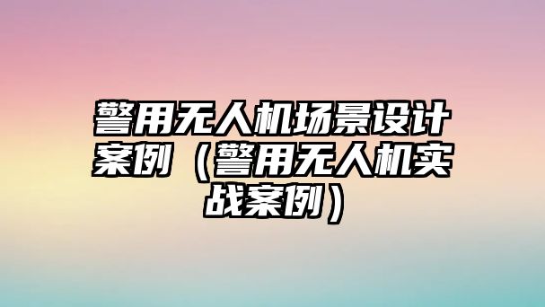 警用無人機場景設計案例（警用無人機實戰案例）