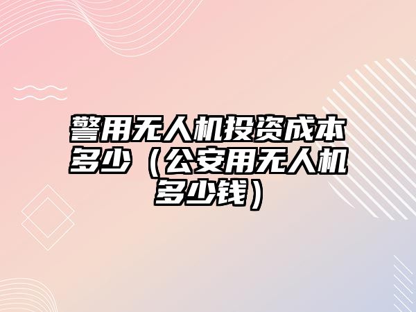 警用無人機投資成本多少（公安用無人機多少錢）