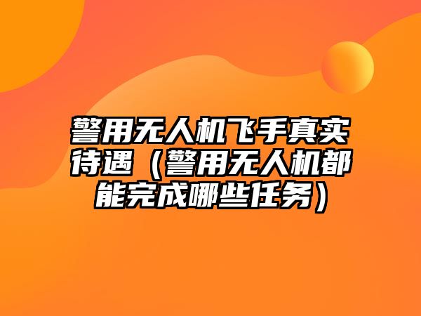 警用無人機飛手真實待遇（警用無人機都能完成哪些任務）