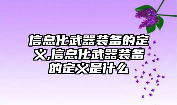 信息化武器裝備的定義,信息化武器裝備的定義是什么