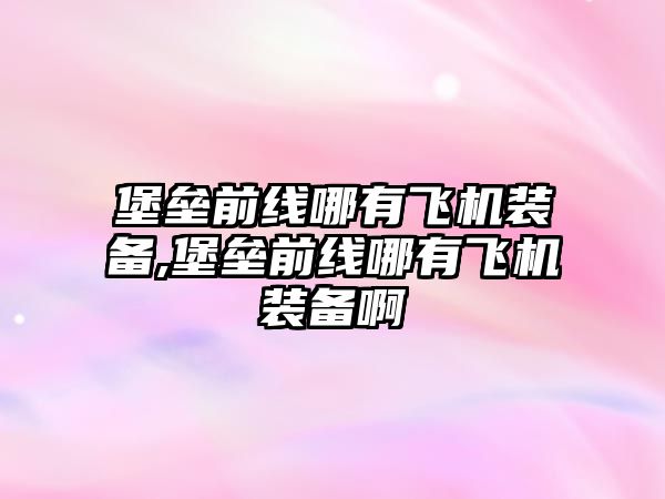 堡壘前線哪有飛機裝備,堡壘前線哪有飛機裝備啊