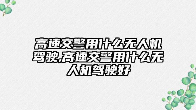 高速交警用什么無人機駕駛,高速交警用什么無人機駕駛好