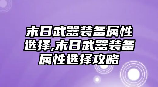 末日武器裝備屬性選擇,末日武器裝備屬性選擇攻略