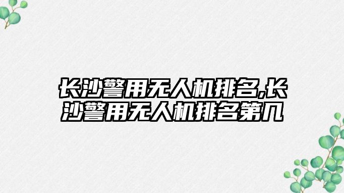 長沙警用無人機排名,長沙警用無人機排名第幾