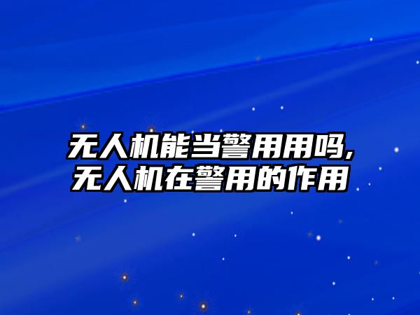 無人機能當警用用嗎,無人機在警用的作用