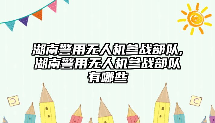 湖南警用無人機參戰(zhàn)部隊,湖南警用無人機參戰(zhàn)部隊有哪些