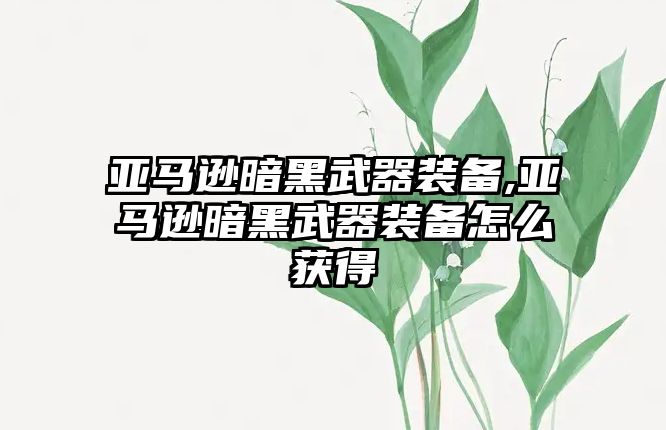 亞馬遜暗黑武器裝備,亞馬遜暗黑武器裝備怎么獲得