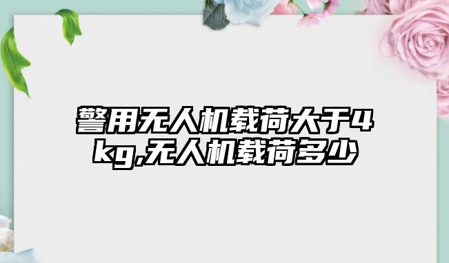 警用無人機載荷大于4kg,無人機載荷多少