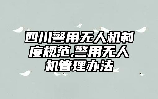 四川警用無人機(jī)制度規(guī)范,警用無人機(jī)管理辦法