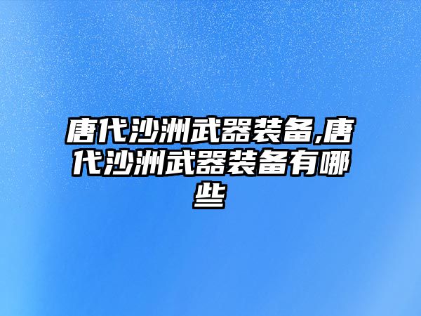 唐代沙洲武器裝備,唐代沙洲武器裝備有哪些