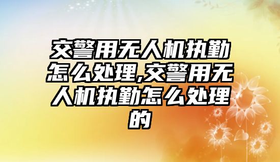 交警用無人機執勤怎么處理,交警用無人機執勤怎么處理的