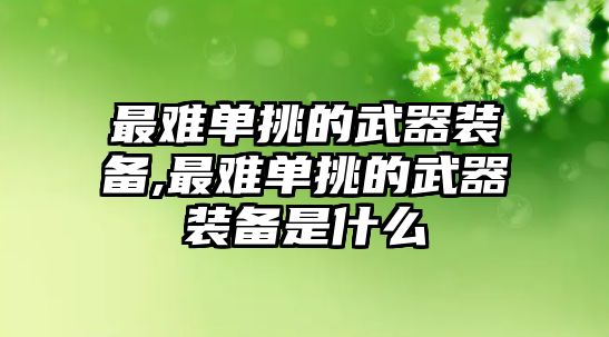 最難單挑的武器裝備,最難單挑的武器裝備是什么