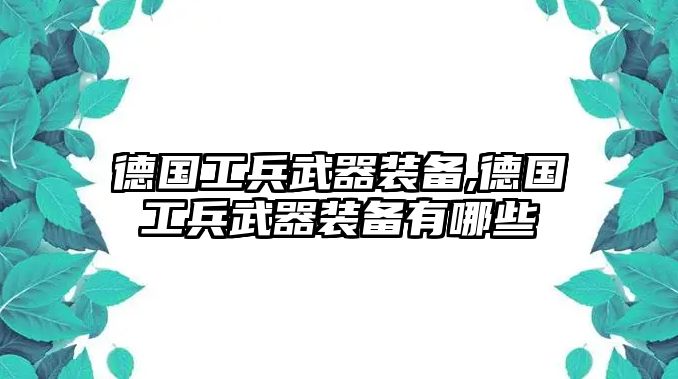 德國工兵武器裝備,德國工兵武器裝備有哪些