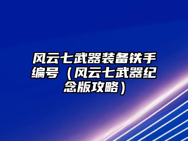 風云七武器裝備鐵手編號（風云七武器紀念版攻略）