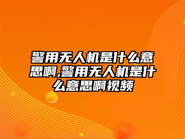 警用無人機是什么意思啊,警用無人機是什么意思啊視頻