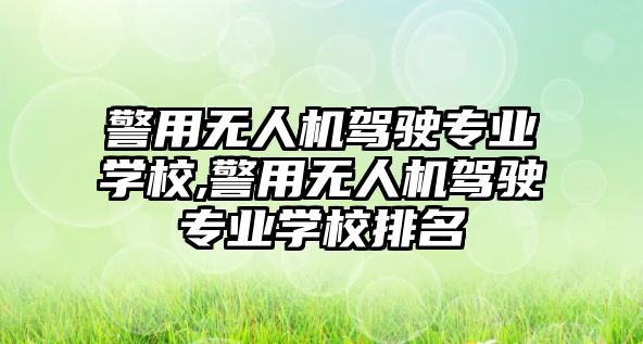 警用無人機駕駛專業學校,警用無人機駕駛專業學校排名