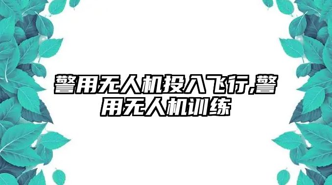 警用無人機投入飛行,警用無人機訓練