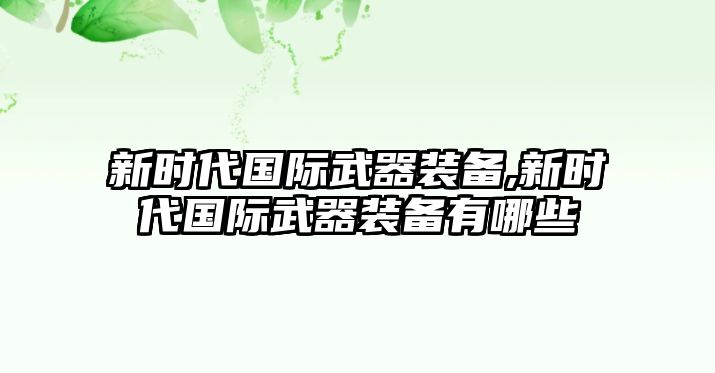 新時代國際武器裝備,新時代國際武器裝備有哪些