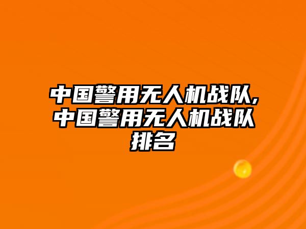 中國警用無人機戰(zhàn)隊,中國警用無人機戰(zhàn)隊排名