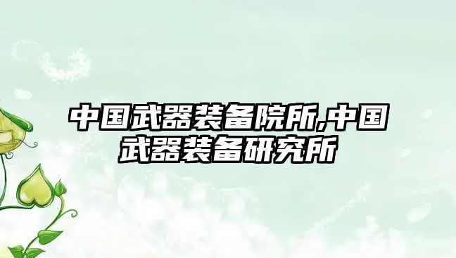 中國武器裝備院所,中國武器裝備研究所