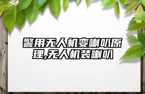 警用無人機變喇叭原理,無人機裝喇叭