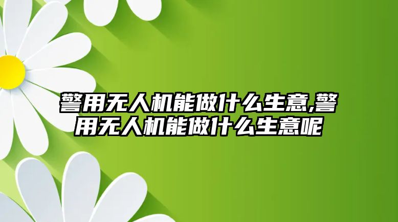 警用無人機能做什么生意,警用無人機能做什么生意呢