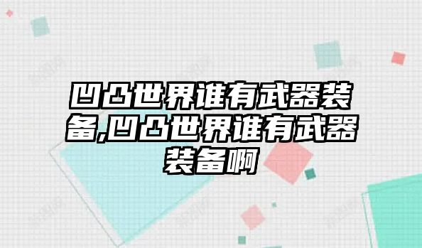 凹凸世界誰有武器裝備,凹凸世界誰有武器裝備啊