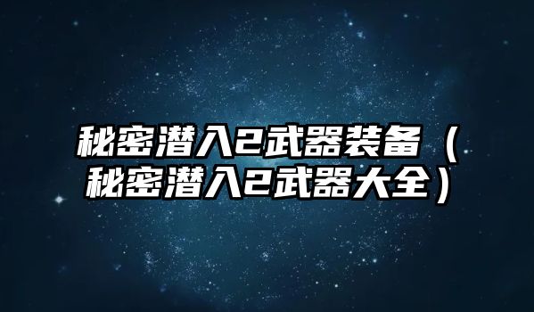 秘密潛入2武器裝備（秘密潛入2武器大全）