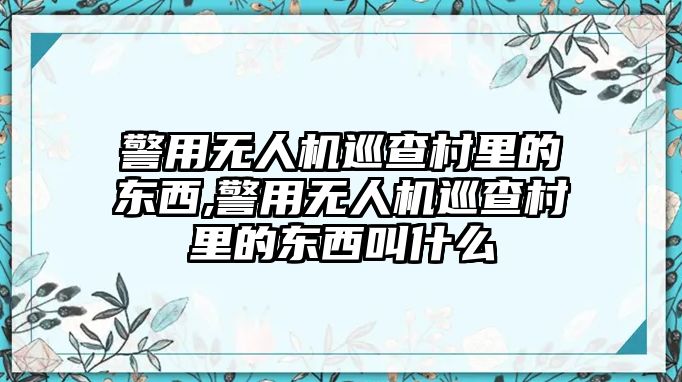 警用無人機巡查村里的東西,警用無人機巡查村里的東西叫什么