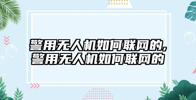 警用無人機(jī)如何聯(lián)網(wǎng)的,警用無人機(jī)如何聯(lián)網(wǎng)的