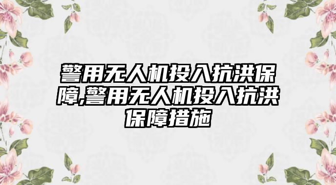 警用無人機投入抗洪保障,警用無人機投入抗洪保障措施